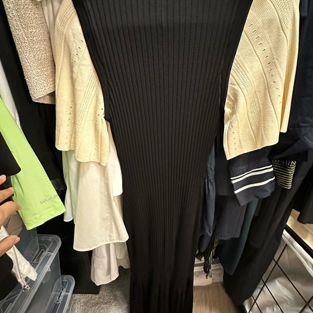 Sandro Black and Cream Pleated Midi dress 38 - Picture 10 of 11